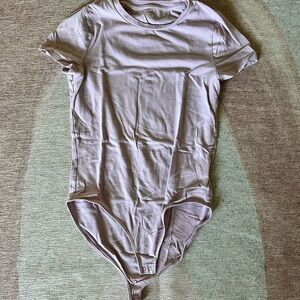 Purple Crew Neck Bodysuit with Short Sleeves